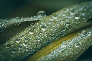 de bonne heure Matin rosée sur une herbe proche en haut, macro, Ouest sussexe, Royaume-Uni photo