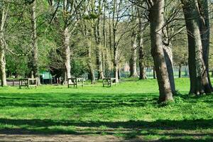 faible angle vue de mise en garde musée et Publique parc de luton ville de Angleterre génial Grande-Bretagne, image capturé sur une ensoleillé journée de avril 19ème, 2023 photo