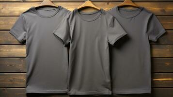 photo gris t-shirts avec copie espace maquette génératif ai