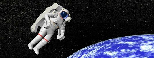 astronaute à la recherche à le Terre - 3d rendre photo