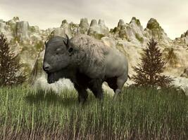 bison dans le la nature - 3d rendre photo