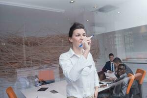 femme d'affaires au bureau photo