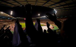 les fans de football soutiennent leur équipe sportive préférée photo