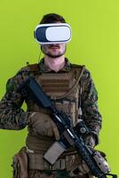 soldat réalité virtuelle fond vert photo