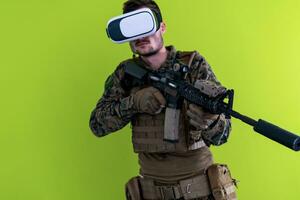 soldat réalité virtuelle fond vert photo