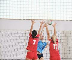 filles, jouer, volley-ball, intérieur, jeu photo