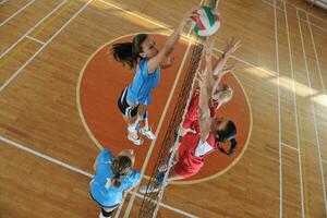 filles, jouer, volley-ball, intérieur, jeu photo