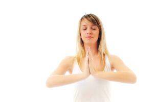 yoga femme isolé sur blanc photo