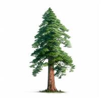 réaliste vert séquoia le plus haut arbre dans le monde sur une blanc arrière-plan, Etats-Unis symbole - ai généré image photo