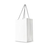 Sac shopping en papier blanc vue latérale isolé sur fond blanc photo