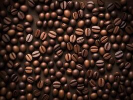grains de café sur fond noir photo