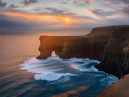 lever du soleil à le côte de le mort mer photo