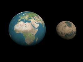 Terre et Mars planètes Taille Comparaison - 3d rendre photo