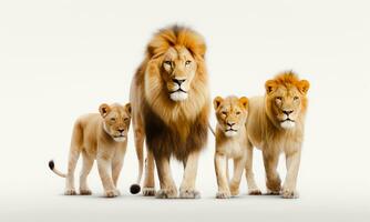 animal monde sur une minimal arrière-plan, le Lion famille. ai généré. pro photo. photo