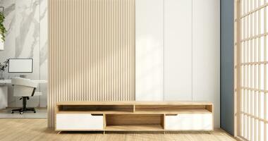 muji cabinet en bois conception sur blanc pièce intérieur moderne style. photo
