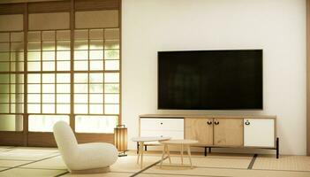 moderne Japon style et décoré avec la télé cabinet sur mur. photo