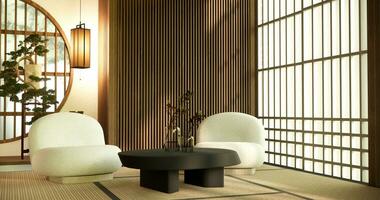 minimaliste Japon style vivant pièce décoré avec canapé photo