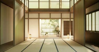 intérieur, vide pièce et tatami tapis sol pièce Japonais style. photo