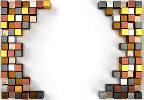 Image de rendu 3D de cubes métalliques colorés. photo