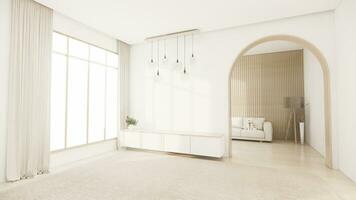 vivant chambre, cabinet la télé minimaliste conception muji style.3d le rendu photo