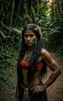 photo de sauvage barbare tribal dans le jungle , génératif ai