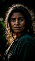 photo de sauvage tribal femme dans le jungle, génératif ai