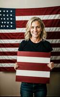 photo de américain gens avec drapeau, génératif ai