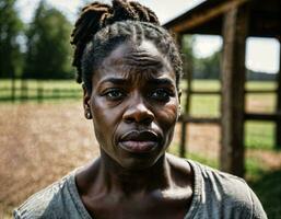 photo de en colère noir esclavage femme gens dans américain histoire , génératif ai