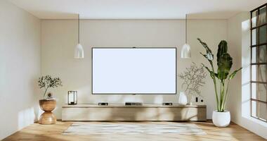 cabinet pièce en bois intérieur wabisabi style.3d le rendu photo