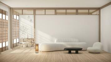 meubles de canapé et maquette de conception de chambre moderne rendu minimal.3d photo