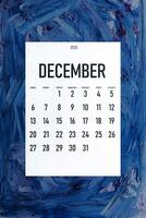 décembre 2020 Facile calendrier sur branché classique bleu Couleur photo