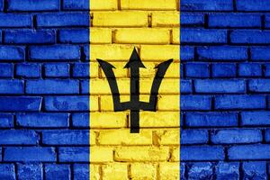 drapeau de Barbade sur une texturé Contexte. concept collage. photo