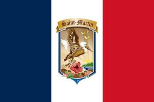 le officiel courant drapeau et manteau de bras de collectivité de Saint Martin. Etat drapeau de Saint Martin. illustration. photo