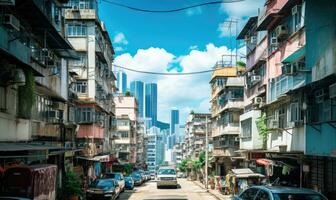 jour paysage urbain de Kowloon district. établi par ai photo