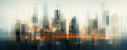 flou paysage urbain avec gratte-ciel bâtiments en dessous de construction. ai génératif photo