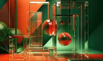 moderne espace avec morphisme du verre éléments. ai génératif photo