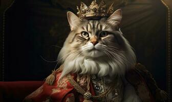 capricieux image de une chat dans Royal tenue. ai génératif photo