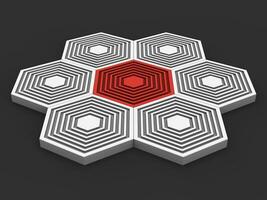 abstrait iconique hexagone formes - rouge et blanc - angle coup photo
