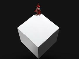 blanc cube lentement dissoudre dans rouge cristaux photo