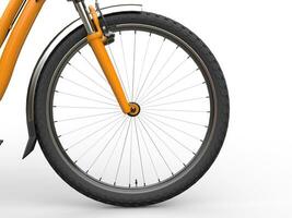 de face roue de une vélo - Jaune peindre photo