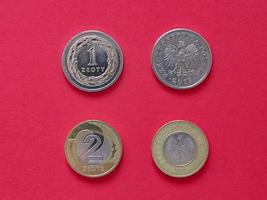 une et deux pièces de monnaie zloty polonais, Pologne photo