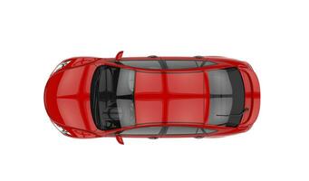 rouge voiture Haut vue - isolé sur blanc Contexte photo