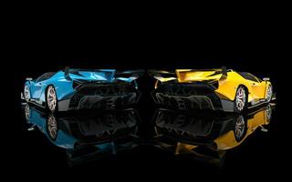 bleu et Jaune supercars - retour vue photo