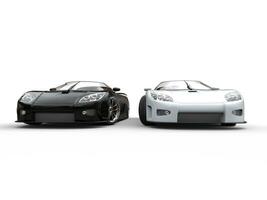 noir et blanc des sports voitures - de face vue - sur blanc Contexte photo