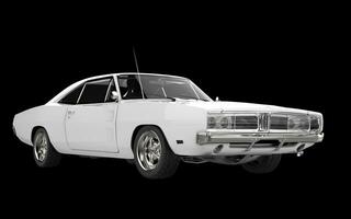 blanc muscle voiture - de face côté vue - isolé sur noir Contexte. photo