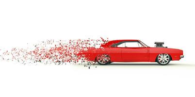 ancien rouge muscle voiture - pixel destruction Piste photo