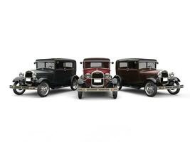 magnifique Années 1920 ancien voitures - noir, rouge et marron - 3d illustration photo