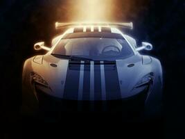Urbain super voiture de sport - épique éclairage - 3d illustration photo