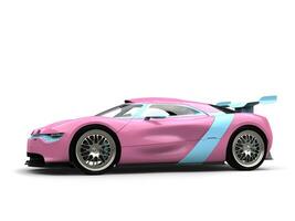 marrant super des sports voiture dans doux rose avec bébé bleu détails - sdie vue photo