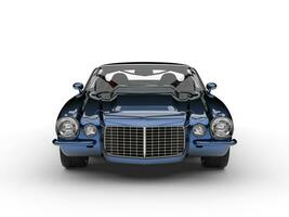 métallique foncé bleu magnifique ancien américain classique voiture - de face vue photo